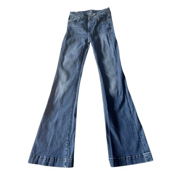 7 For All Mankind Women's Sz 23 Dojo Bootcut Jeans Classic Embroidered 7's - Picture 1 of 13